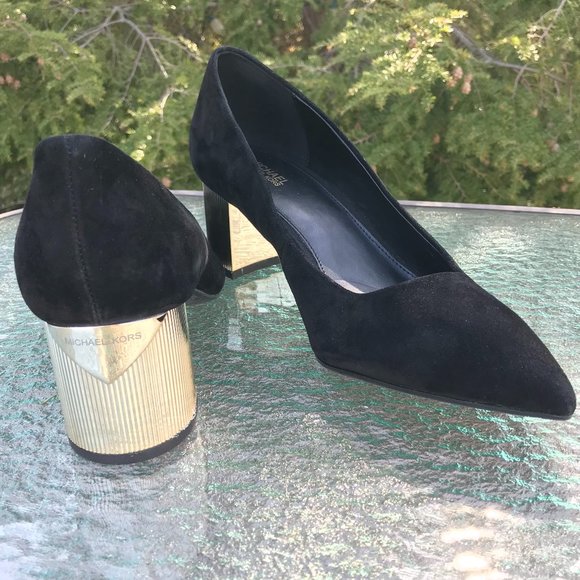 MICHAEL KORS PALOMA BLCK SUEDE MID PUMP SHOES SZ 9